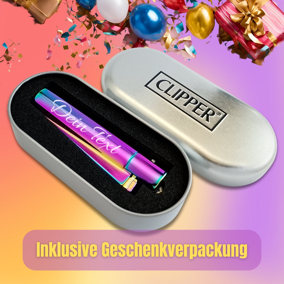 Clipper® Feuerzeug ICY mit Gravur - Personalisiertes Gasfeuerzeug mit Wunschgravur