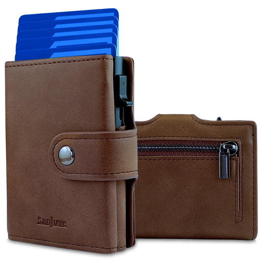 SanJuve Slim Wallet mit Münzfach | Herren Kreditkartenetui Portemonnaie