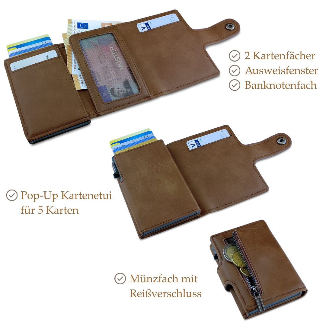 SanJuve Slim Wallet mit Münzfach | Herren Kreditkartenetui Portemonnaie