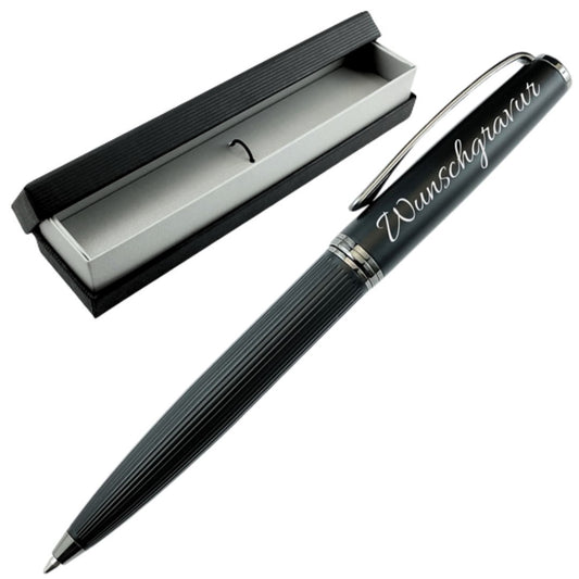 Personalisierter Kugelschreiber mit Gravur – Schwarz Matt & Geschenkbox