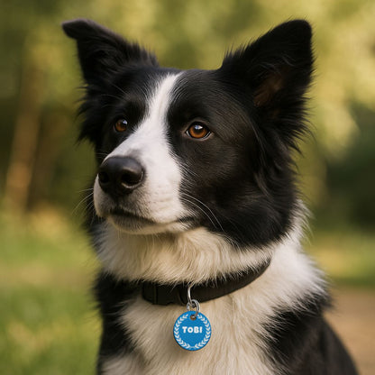 Aluminium Hundemarke mit Gravur - Personalisiert mit Name, Motiv und Text - 25, 30 oder 35 mm Durchmesser