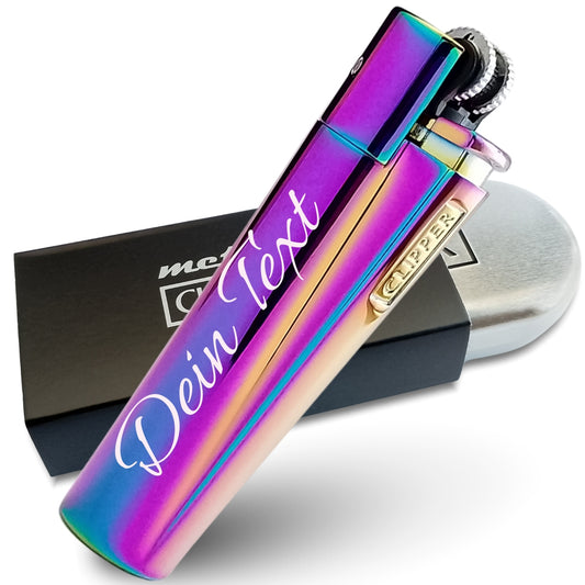 Clipper Feuerzeug ICY mit Gravur - Personalisiertes Gasfeuerzeug mit Wunschgravur