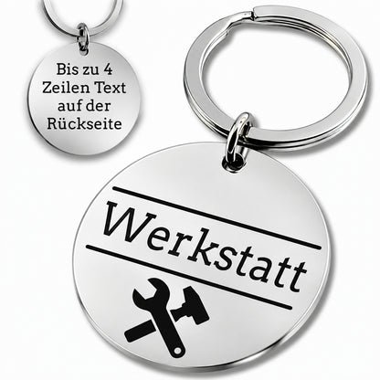 Edelstahl Schlüsselanhänger mit Gravur - 30 mm Durchmesser - Runder Anhänger - Mit Motiv und Text - Alltag & Beruf